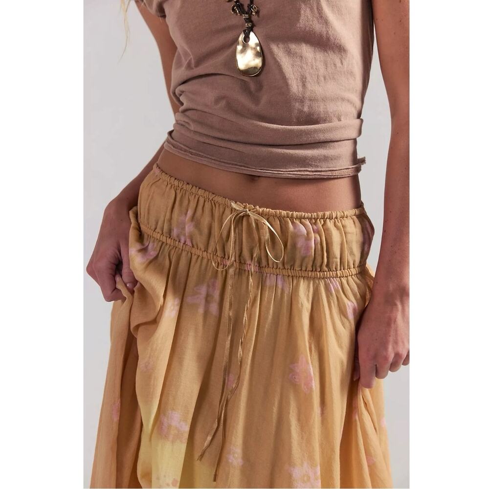 Free People Bohemian 70s FP One Kaia Asymmetrical Midi Skirt Desert Mirage XL - Picture 6 of 13
